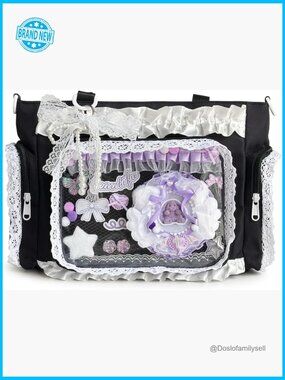 Clear Window Ita Bag Y2K Kawaii Lace Crossbody DIY Accessory Kit Display